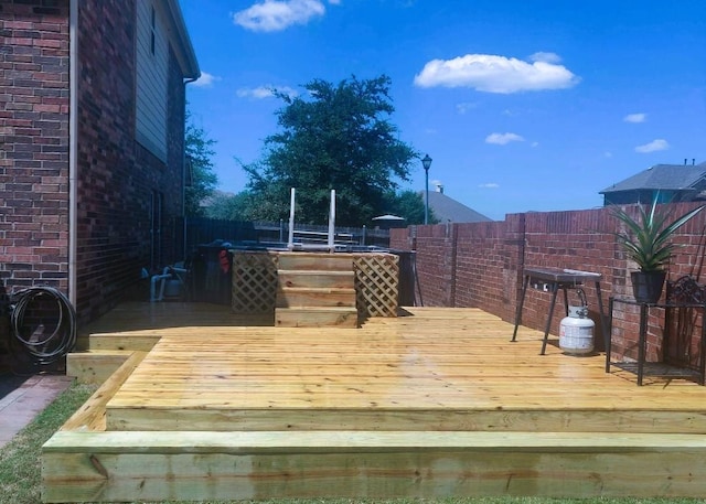 deck featuring fence