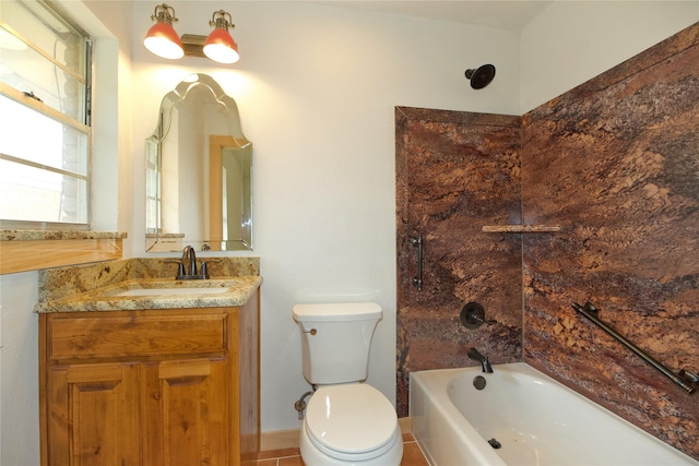 1112 Hillside Dr, Gainesville, TX 76240 - full bath featuring vanity, tile patterned floors, bathtub / shower combination, and toilet