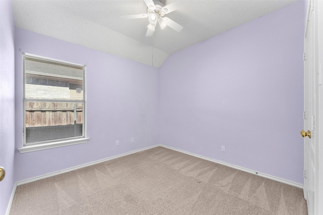 7632 Arbor Ridge Ct, Fort Worth, TX 76112 - carpeted spare room with ceiling fan, baseboards, and vaulted ceiling