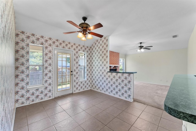 7632 Arbor Ridge Ct, Fort Worth, TX 76112 - tiled empty room with a ceiling fan, wallpapered walls, and baseboards