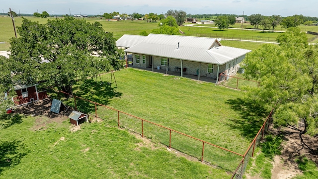 aerial view featuring a rural view