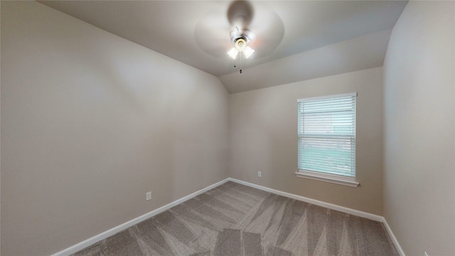 760 Catalpa Rd, Saginaw, TX 76131 - spare room featuring a ceiling fan, light colored carpet, baseboards, and vaulted ceiling