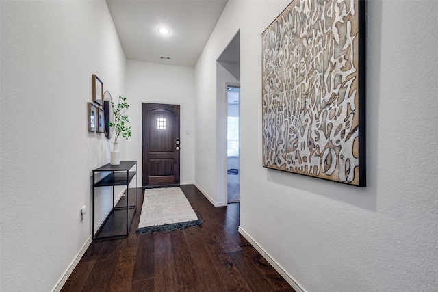 1809 6th St, Argyle, TX 76226 - foyer with dark wood-style floors, baseboards, and recessed lighting