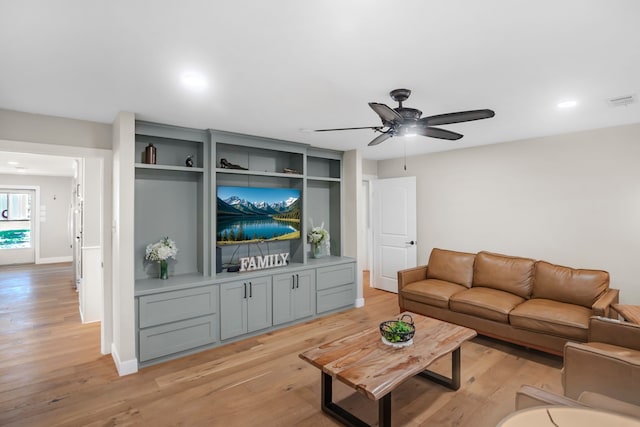 397 Rs County Road 4452, Point, TX 75472 - living room with ceiling fan, light wood-style flooring, recessed lighting, and baseboards