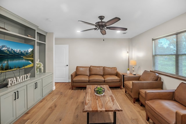 397 Rs County Road 4452, Point, TX 75472 - living area featuring ceiling fan, light wood-style floors, and recessed lighting