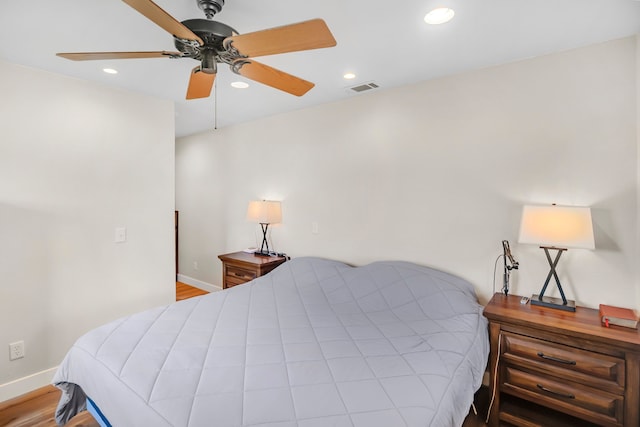 397 Rs County Road 4452, Point, TX 75472 - bedroom featuring recessed lighting, baseboards, wood finished floors, and ceiling fan