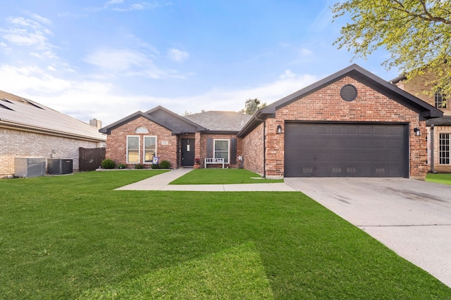 8121 Kathleen Dr, Fort Worth, TX 76137 - single story home featuring a garage, fence, a front yard, brick siding, and concrete driveway
