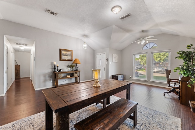 8121 Kathleen Dr, Fort Worth, TX 76137 - dining area featuring visible vents, a ceiling fan, and hardwood / wood-style flooring