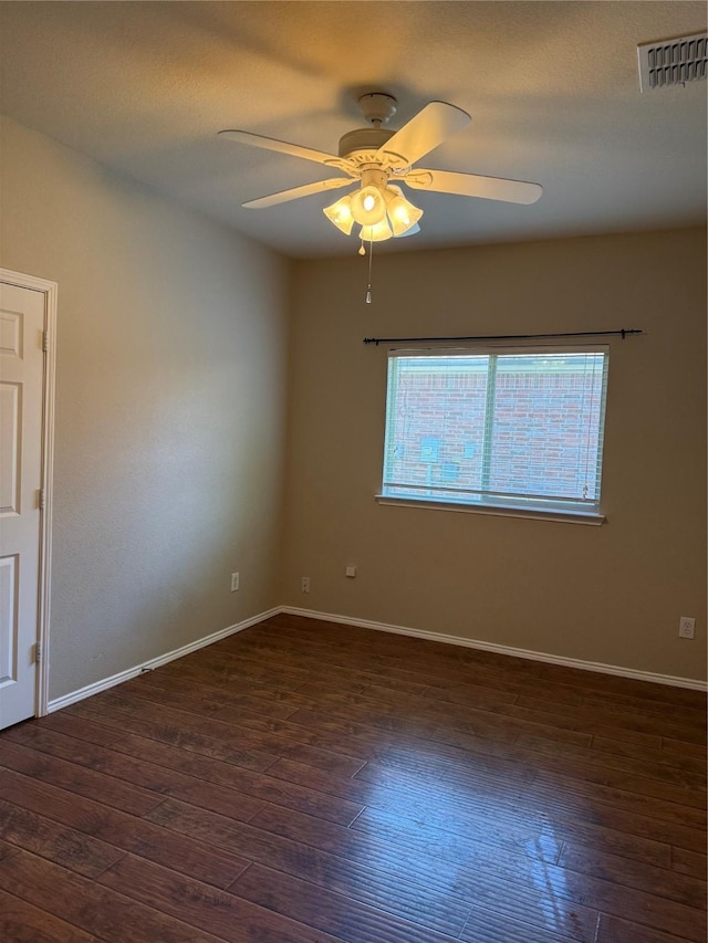 406 Fisherman Trl, Melissa, TX 75454 - unfurnished room with visible vents, baseboards, ceiling fan, and hardwood / wood-style flooring