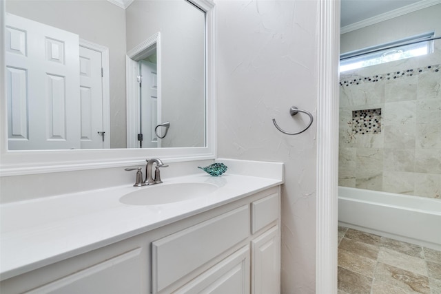 2516 Nighthawk Dr, Plano, TX 75025 - full bath with ornamental molding, vanity, and shower / washtub combination