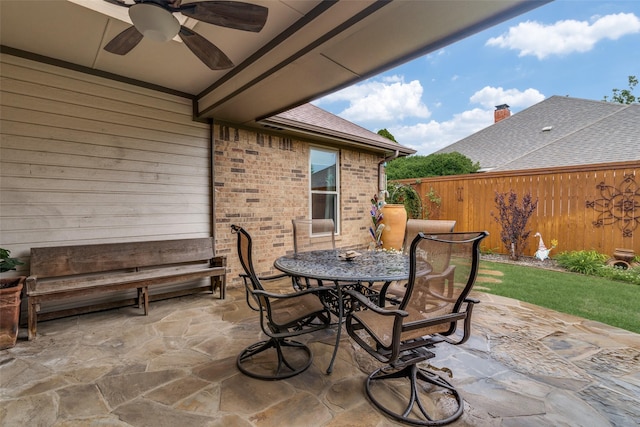 2516 Nighthawk Dr, Plano, TX 75025 - view of patio with ceiling fan, fence, and outdoor dining area