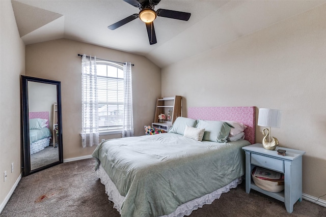 2868 Pacifico Way, Fort Worth, TX 76111 - carpeted bedroom featuring lofted ceiling, a ceiling fan, and baseboards