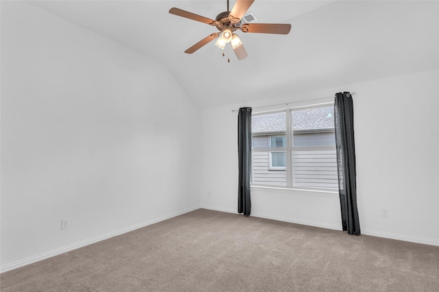 2317 Willard Dr, Mckinney, TX 75072 - unfurnished room featuring carpet, vaulted ceiling, ceiling fan, and baseboards