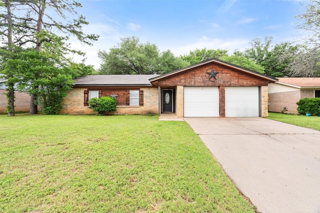 628 Evelyn Ln, Burleson, TX 76028 - ranch-style house featuring a garage, driveway, a front lawn, and brick siding