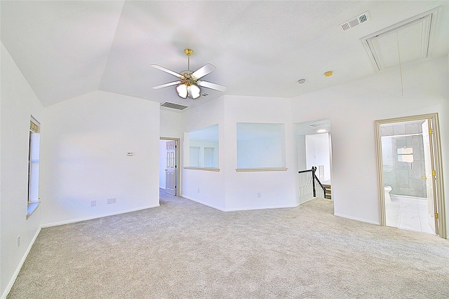 2328 Twilight Star Dr, Little Elm, TX 75068 - unfurnished living room featuring attic access, carpet flooring, lofted ceiling, and baseboards