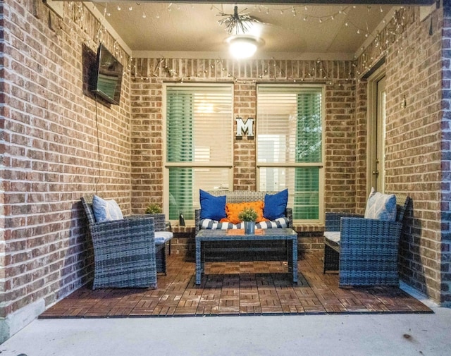 10312 Flat Creek Trl, Mckinney, TX 75072 - view of patio / terrace with a ceiling fan and an outdoor living space