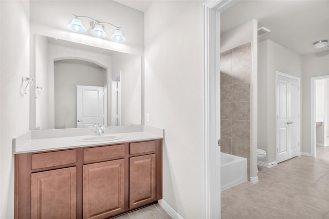 3020 Nyala Trl, Frisco, TX 75034 - bathroom featuring vanity, baseboards, tile patterned flooring, and toilet