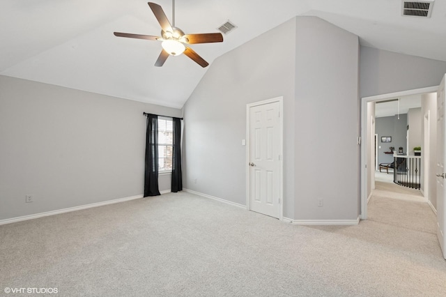 13283 Bodega Trl, Frisco, TX 75035 - unfurnished bedroom with light colored carpet, high vaulted ceiling, and visible vents