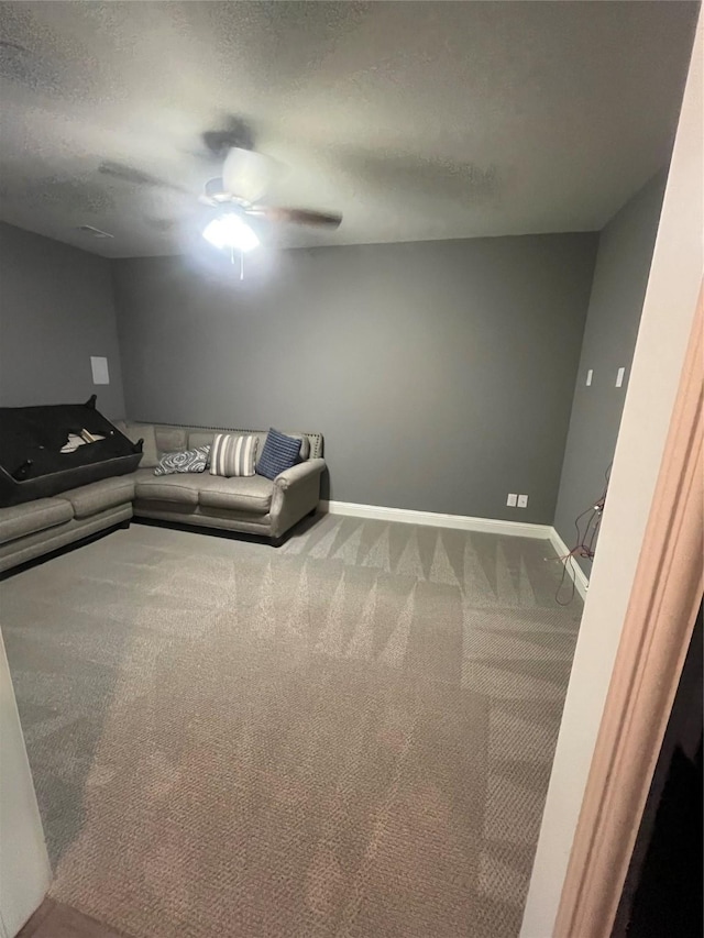 7040 Cross Point Ln, Little Elm, TX 76227 - unfurnished living room featuring ceiling fan, carpet floors, and baseboards