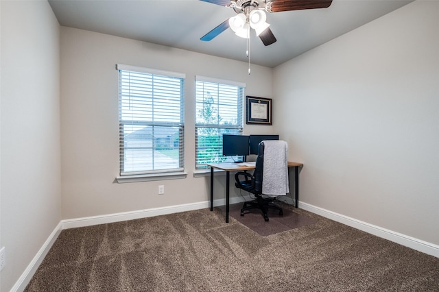 1349 Rolling Meadows Dr, Cedar Hill, TX 75104 - carpeted office with a ceiling fan and baseboards