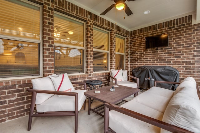 1349 Rolling Meadows Dr, Cedar Hill, TX 75104 - view of patio featuring area for grilling and a ceiling fan