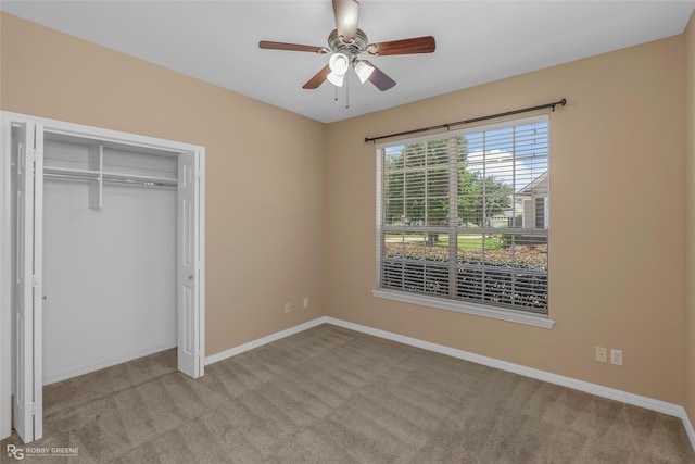 174 Hallette Dr, Shreveport, LA 71115 - unfurnished bedroom featuring baseboards, light carpet, a closet, and ceiling fan