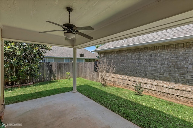 174 Hallette Dr, Shreveport, LA 71115 - view of patio featuring a fenced backyard and a ceiling fan