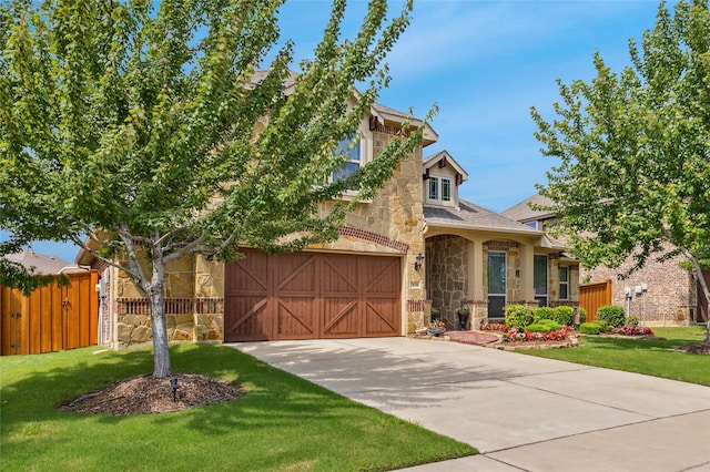 2828 Mariposa Dr, Grand Prairie, TX 75054 - view of property hidden behind natural elements featuring stone siding, driveway, and an attached garage