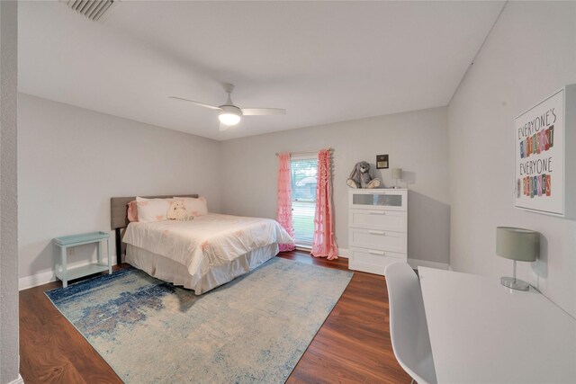 2227 Timberwood, Carrollton, TX 75006 - bedroom featuring baseboards, a ceiling fan, visible vents, and wood finished floors