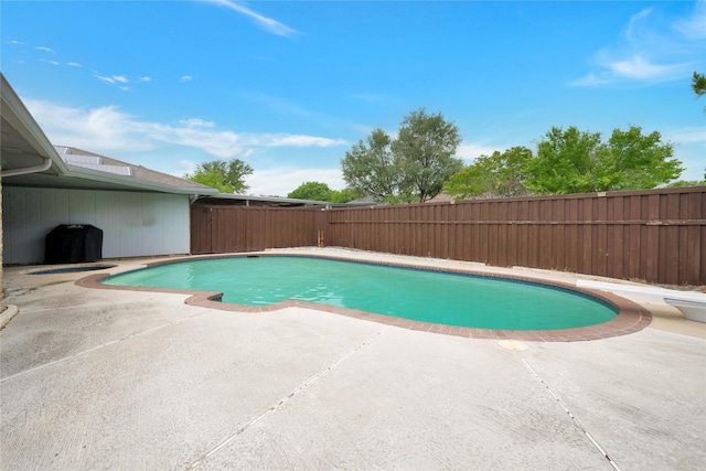 2227 Timberwood, Carrollton, TX 75006 - view of pool with a patio, a fenced in pool, a fenced backyard, and a diving board
