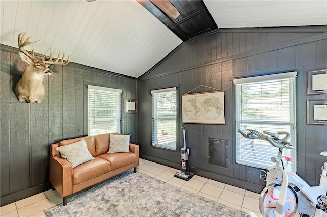 5921 Springbrook Dr, Tyler, TX 75707 - tiled living area featuring vaulted ceiling