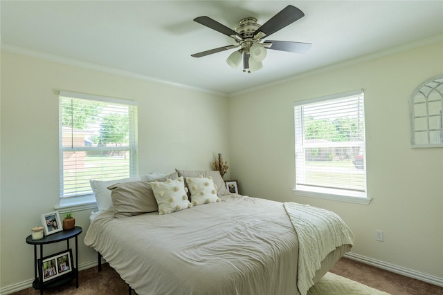 5921 Springbrook Dr, Tyler, TX 75707 - carpeted bedroom with baseboards, multiple windows, and ornamental molding