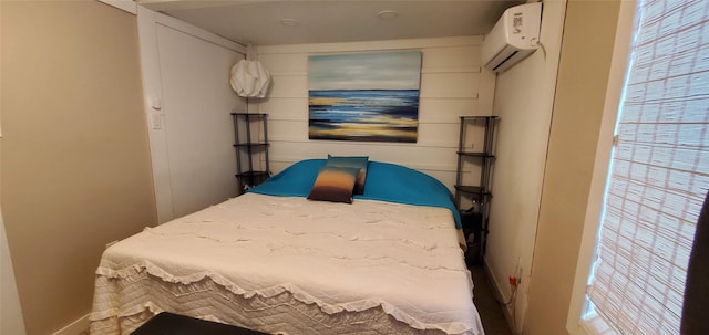 bedroom with a wall mounted AC