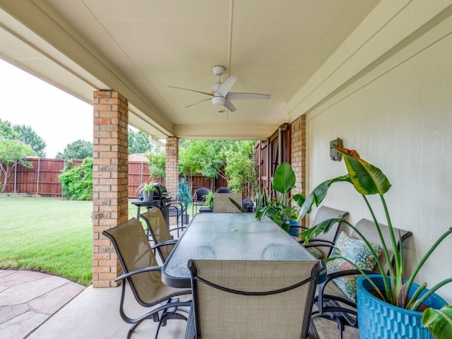 17607 Seedling Ct, Dallas, TX 75287 - view of patio / terrace featuring a ceiling fan and outdoor dining area