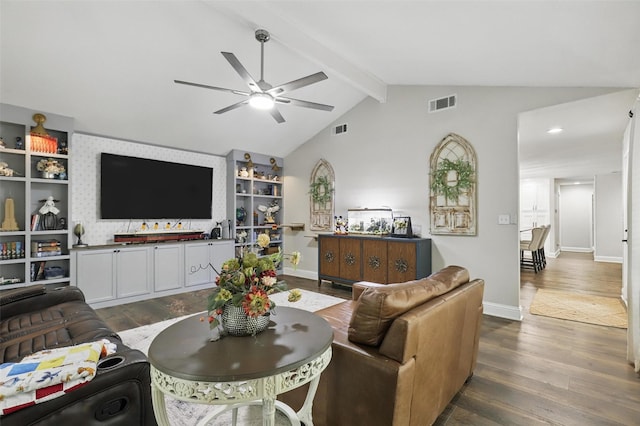 824 Wheelwood Dr, Hurst, TX 76053 - living room with visible vents, wood finished floors, and ceiling fan