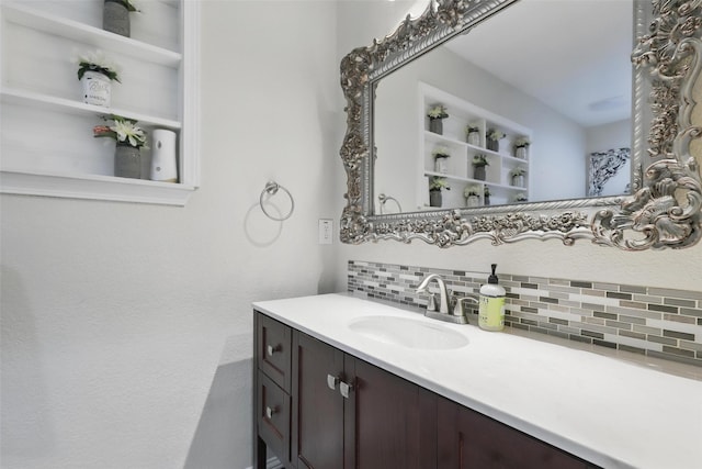 824 Wheelwood Dr, Hurst, TX 76053 - bathroom with tasteful backsplash and vanity