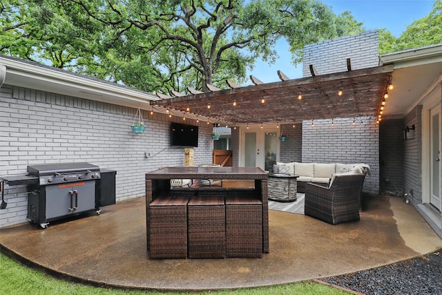 824 Wheelwood Dr, Hurst, TX 76053 - view of patio / terrace with a pergola, a grill, and an outdoor living space
