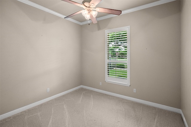 5807 Pebble Beach Dr, Granbury, TX 76049 - carpeted spare room with ornamental molding, baseboards, and a ceiling fan