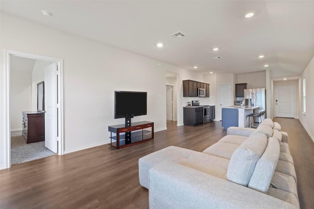 1628 Seadrift Dr, Forney, TX 75126 - living room featuring recessed lighting and dark wood-style floors