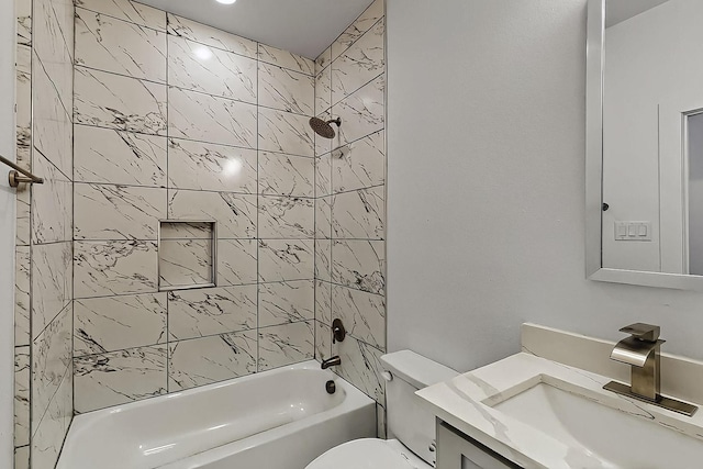 503 W Martin Luther King St, Denison, TX 75020 - bathroom featuring vanity, toilet, and bathtub / shower combination