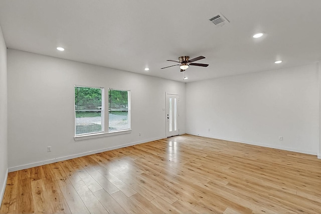 503 W Martin Luther King St, Denison, TX 75020 - empty room with recessed lighting, baseboards, light wood finished floors, ceiling fan, and visible vents