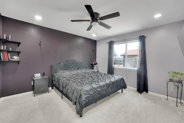 1130 Via Del Rey, Mesquite, TX 75150 - bedroom featuring a ceiling fan, baseboards, recessed lighting, and carpet floors