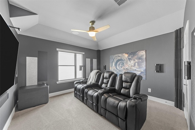 2472 Bainbridge Dr, Allen, TX 75013 - carpeted home theater with a ceiling fan and baseboards