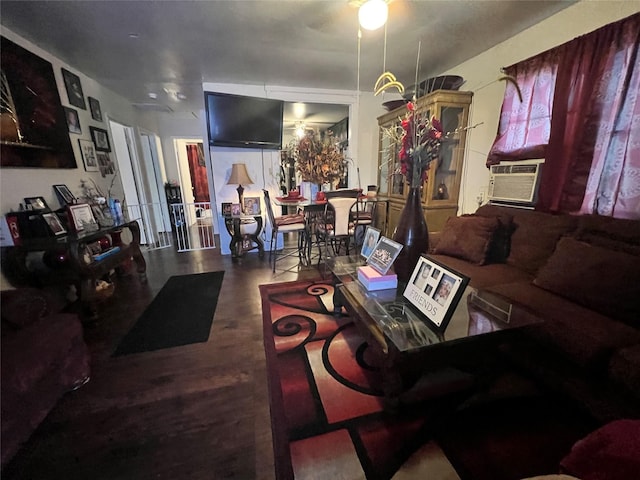 living room featuring cooling unit