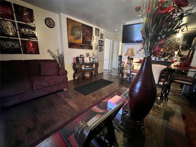 living area with wood finished floors
