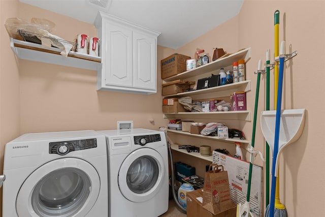 24 Tallwood Ln, Edgecliff Village, TX 76134 - washroom featuring washing machine and dryer and cabinet space