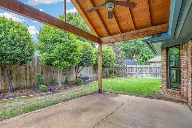 view of patio / terrace featuring ceiling fan