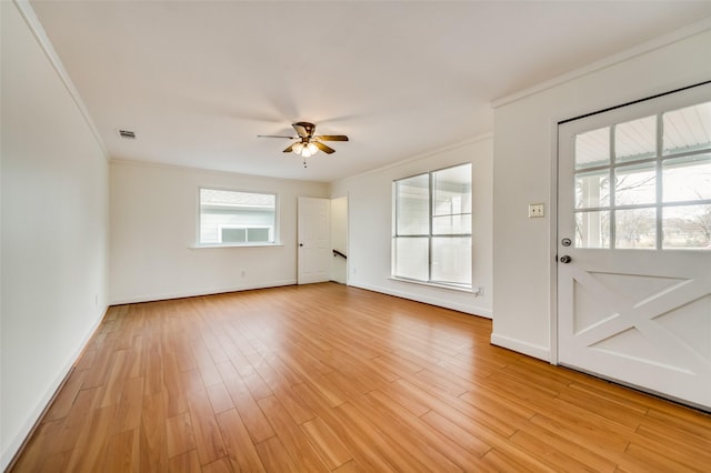 875 Country Club Rd, Lucas, TX 75002 - interior space featuring visible vents, baseboards, a ceiling fan, and ornamental molding