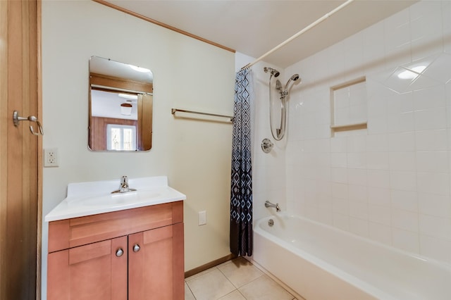 875 Country Club Rd, Lucas, TX 75002 - bathroom with vanity, baseboards, tile patterned floors, and shower / tub combo