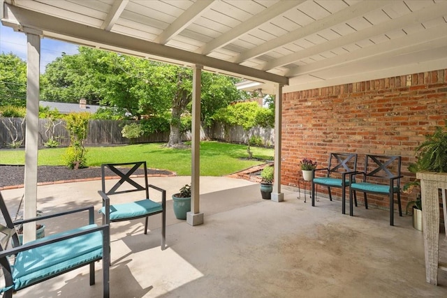 view of patio featuring a fenced backyard